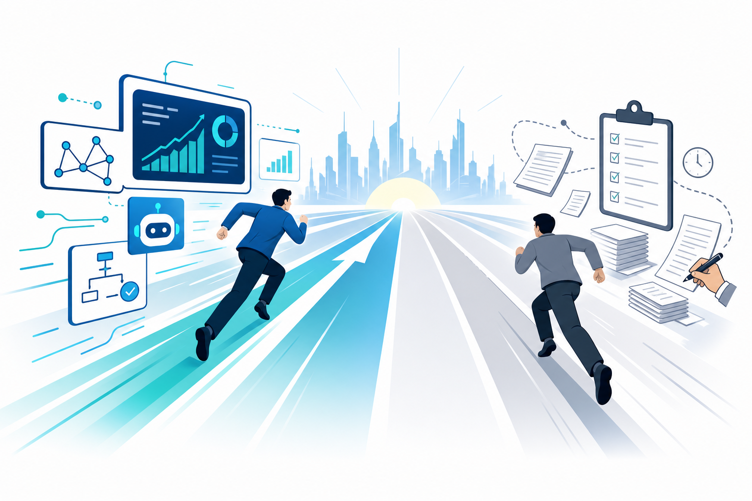 Businesses leveraging artificial intelligence and automation to gain a competitive advantage in today's digital economy.